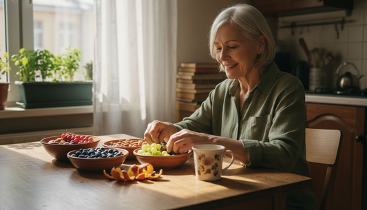 Senior woman sorting antioxidant-rich foods